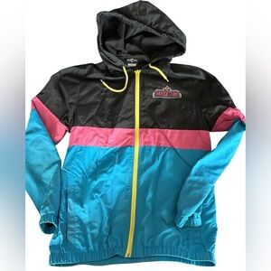 UNIVERSAL STUDIOS RETRO HOODED ADULT WATER RESISTANT WINDBREAKER JACKET COAT